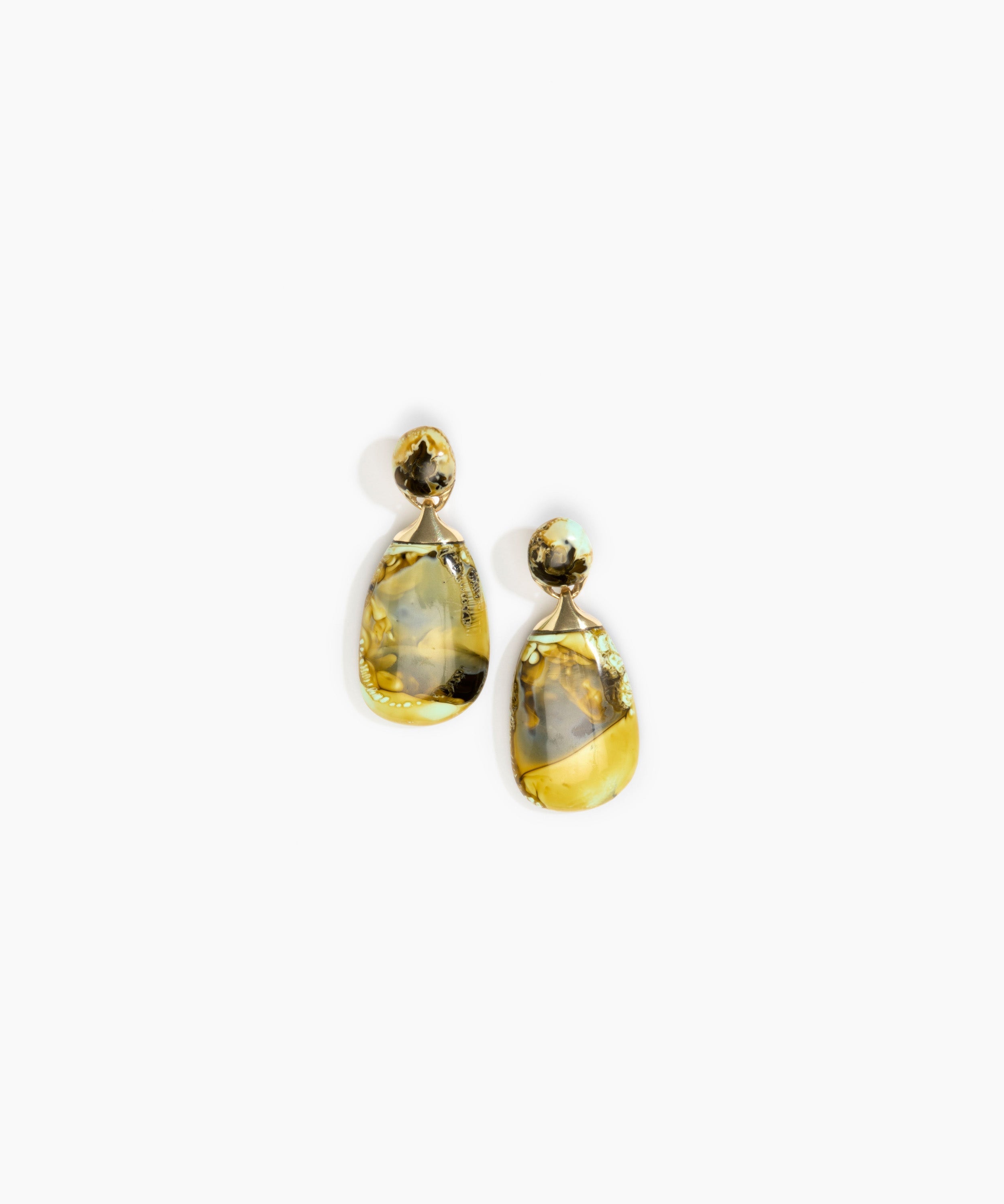 Dinosaur Designs Large River Rock Earrings in Malachite Colour resin with Studs Backing.