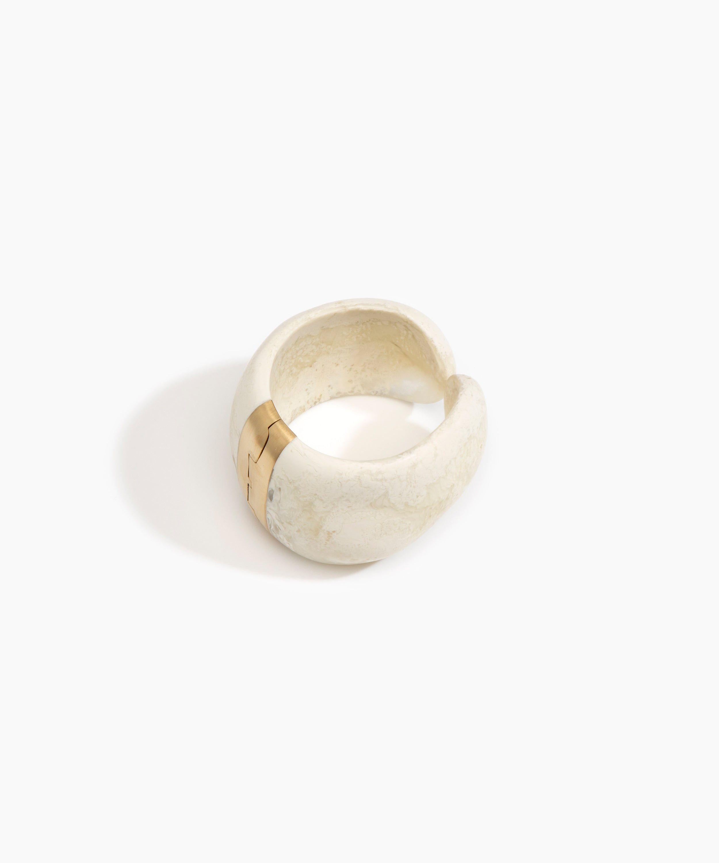 Dinosaur Designs Bold Stone Cuff Bracelets in Chalk Swirl Colour resin with Brass Material