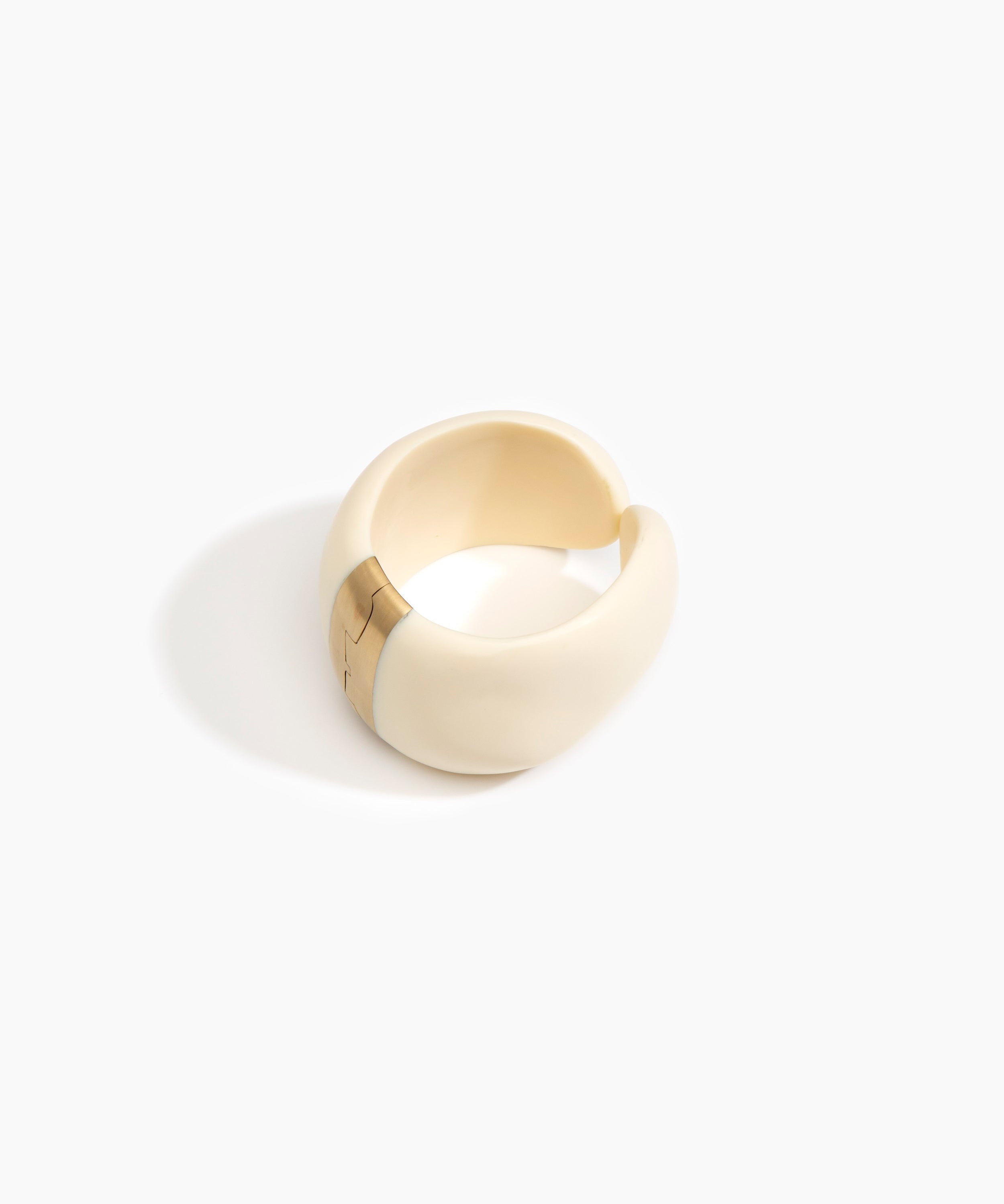 Dinosaur Designs Bold Stone Cuff Bracelets in Cream Colour resin with Brass Material
