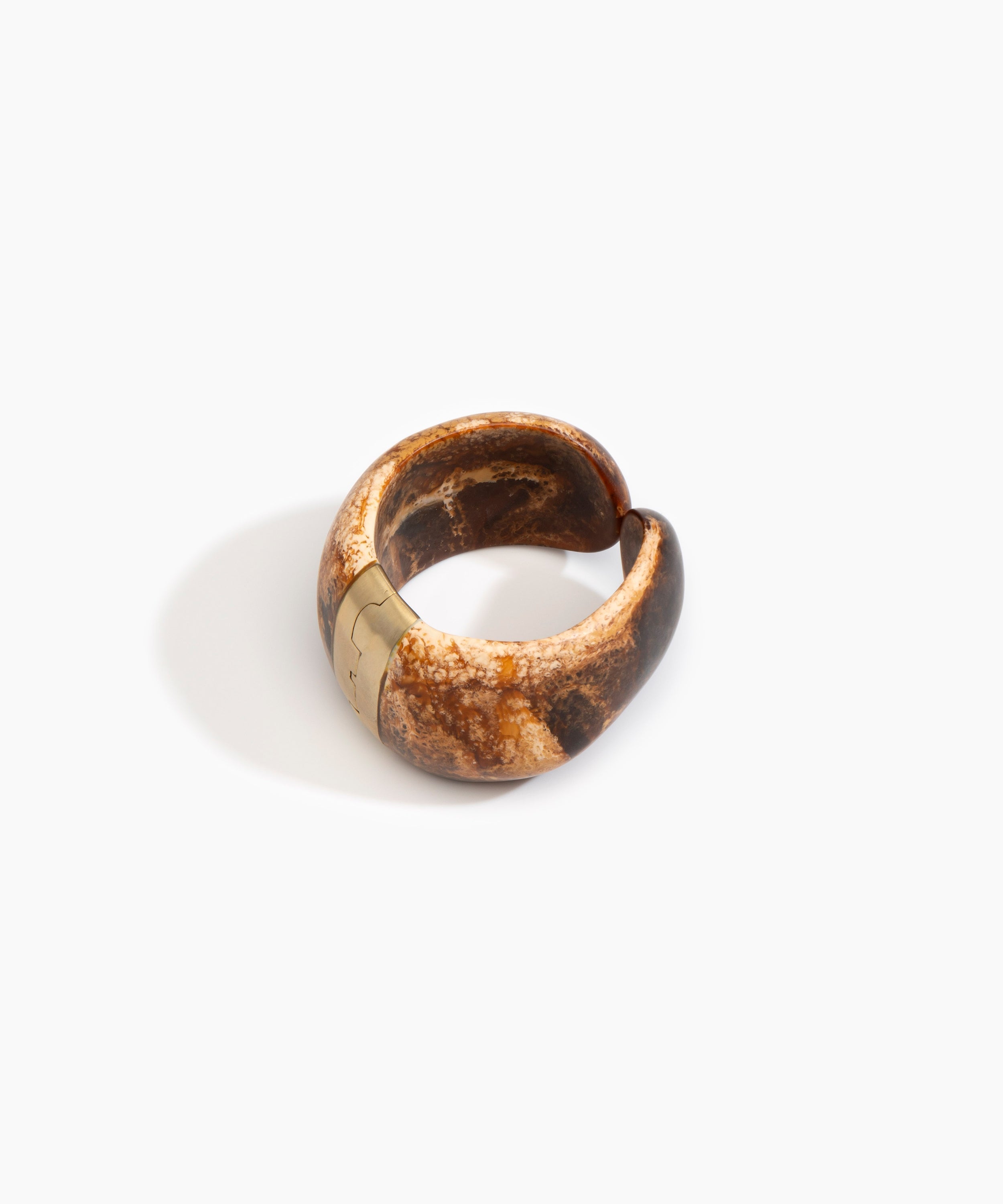 Dinosaur Designs Bold Stone Cuff Bracelets in Dark Horn Colour resin with Brass Material
