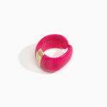Dinosaur Designs Bold Stone Cuff Bracelets in Flamingo Colour resin with Brass Material