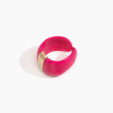 Dinosaur Designs Bold Stone Cuff Bracelets in Flamingo Colour resin with Brass Material