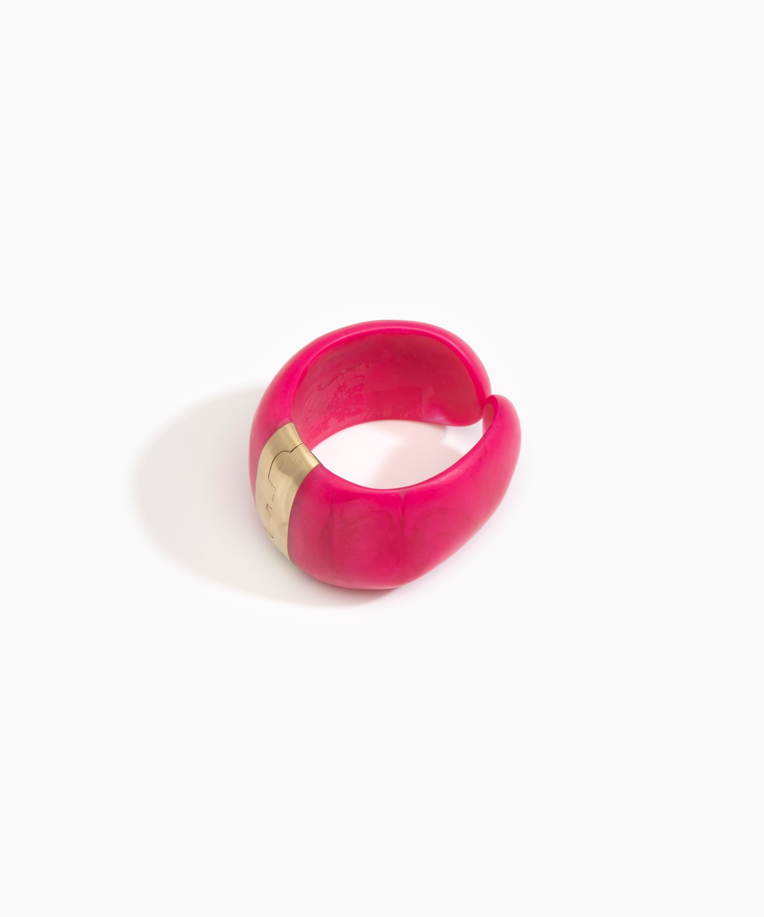 Dinosaur Designs Bold Stone Cuff Bracelets in Flamingo Colour resin with Brass Material