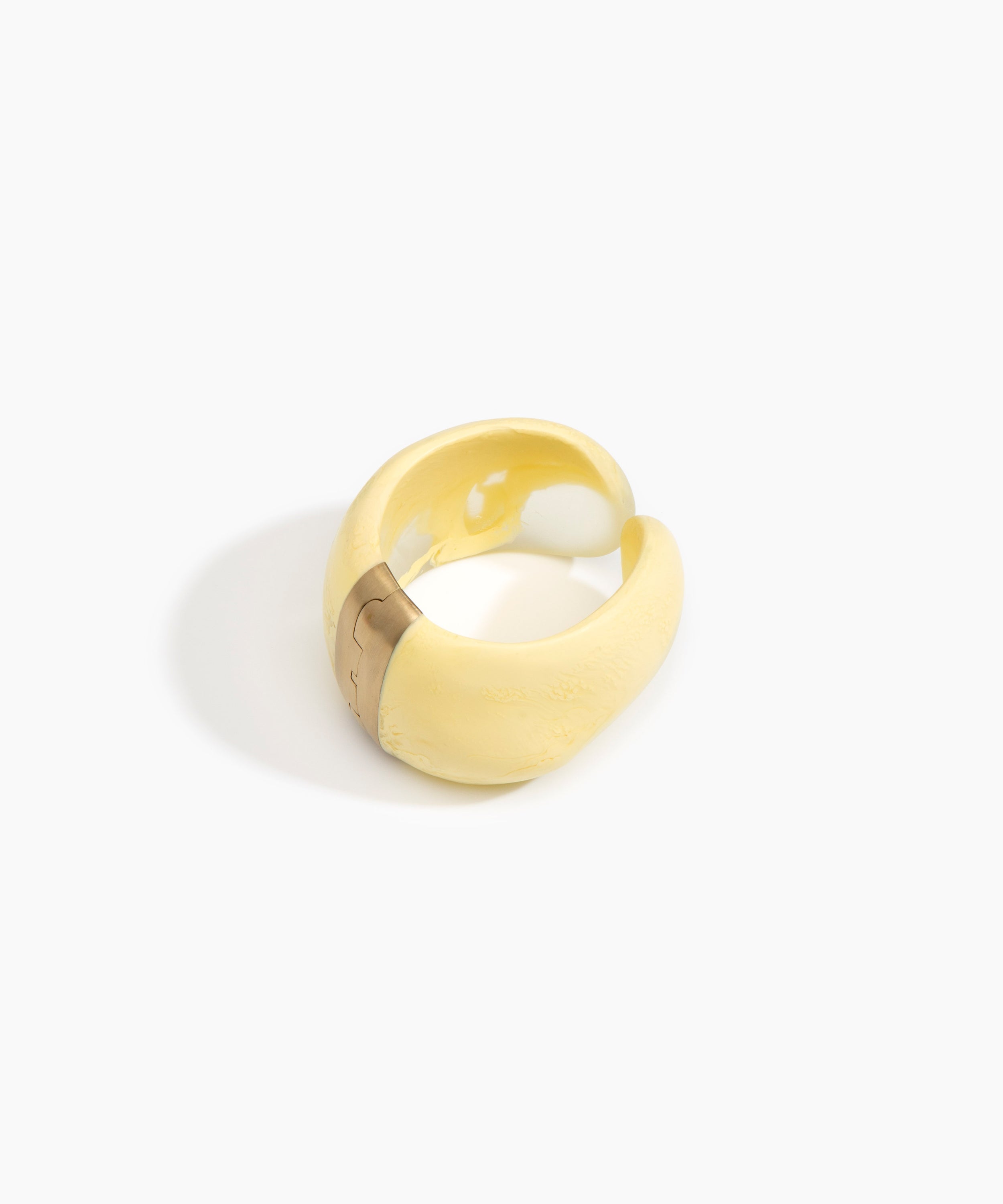Dinosaur Designs Bold Stone Cuff Bracelets in Lemon Colour resin with Brass Material