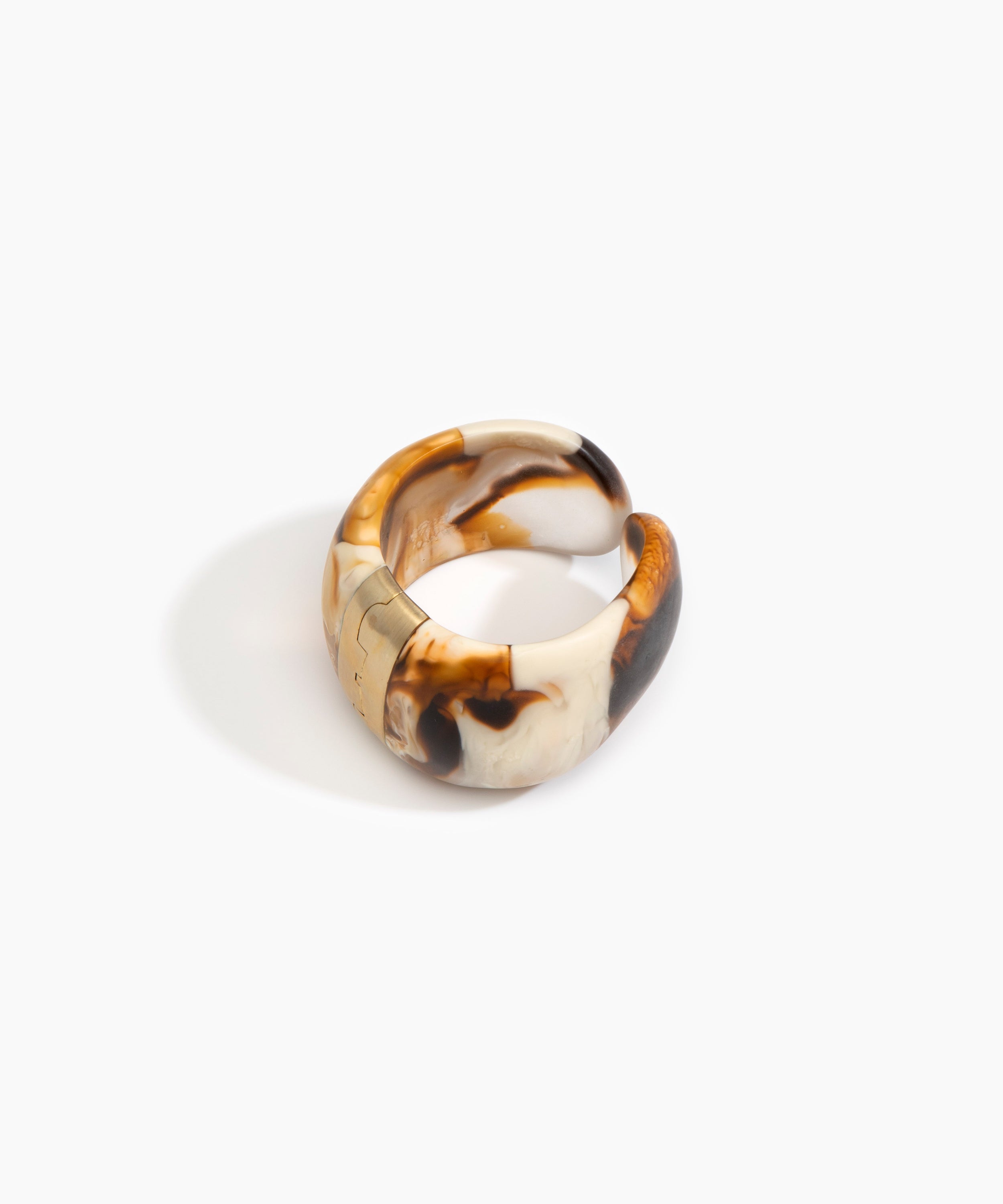 Dinosaur Designs Bold Stone Cuff Bracelets in Light Horn Colour resin with Brass Material