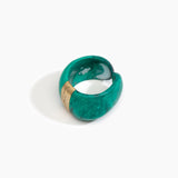 Dinosaur Designs Bold Stone Cuff Bracelets in Mineral Swirl Colour resin with Brass Material
