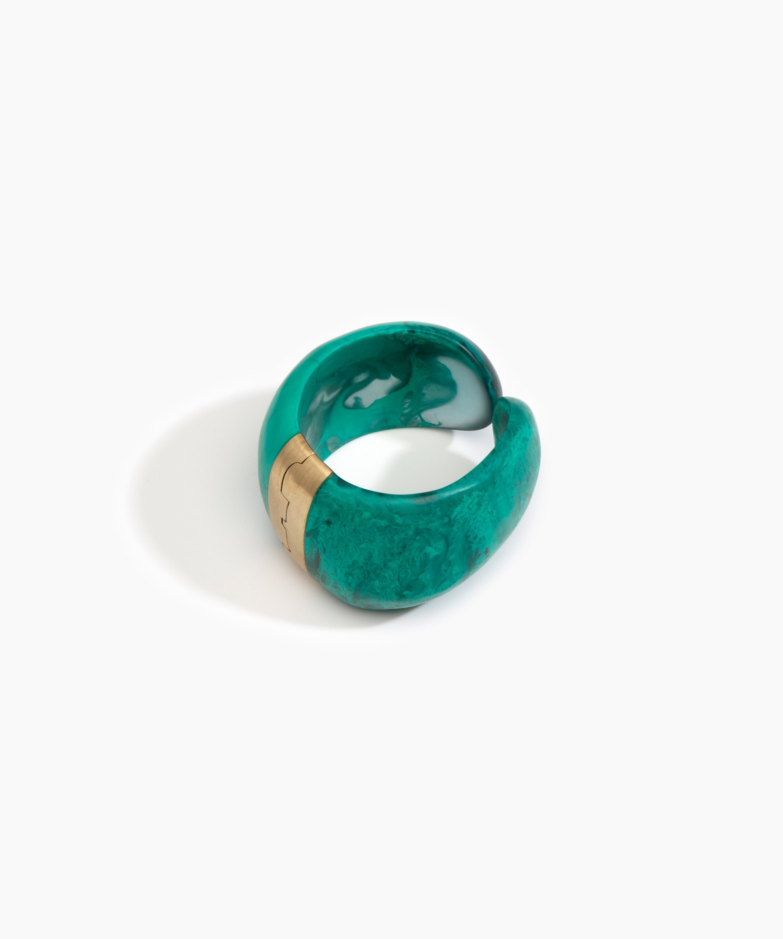 Dinosaur Designs Bold Stone Cuff Bracelets in Mineral Swirl Colour resin with Brass Material