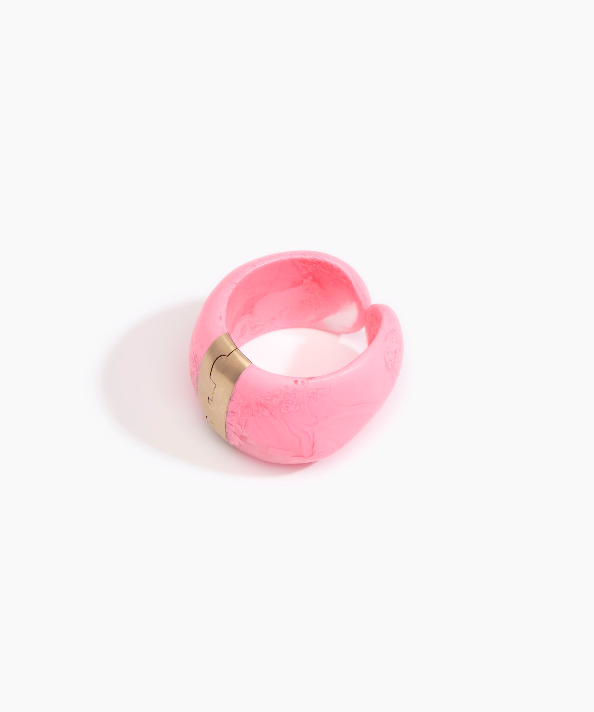 Dinosaur Designs Bold Stone Cuff Bracelets in Parakeet Colour resin with Brass Material