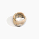 Dinosaur Designs Bold Stone Cuff Bracelets in Sandy Pearl Colour resin with Brass Material