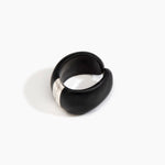 Dinosaur Designs Bold Stone Cuff Bracelets in Black Colour resin with Silver-Plated Brass Material