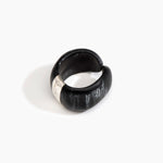 Dinosaur Designs Bold Stone Cuff Bracelets in Black Marble Colour resin with Silver-Plated Brass Material