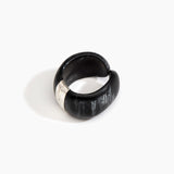 Dinosaur Designs Bold Stone Cuff Bracelets in Black Marble Colour resin with Silver-Plated Brass Material