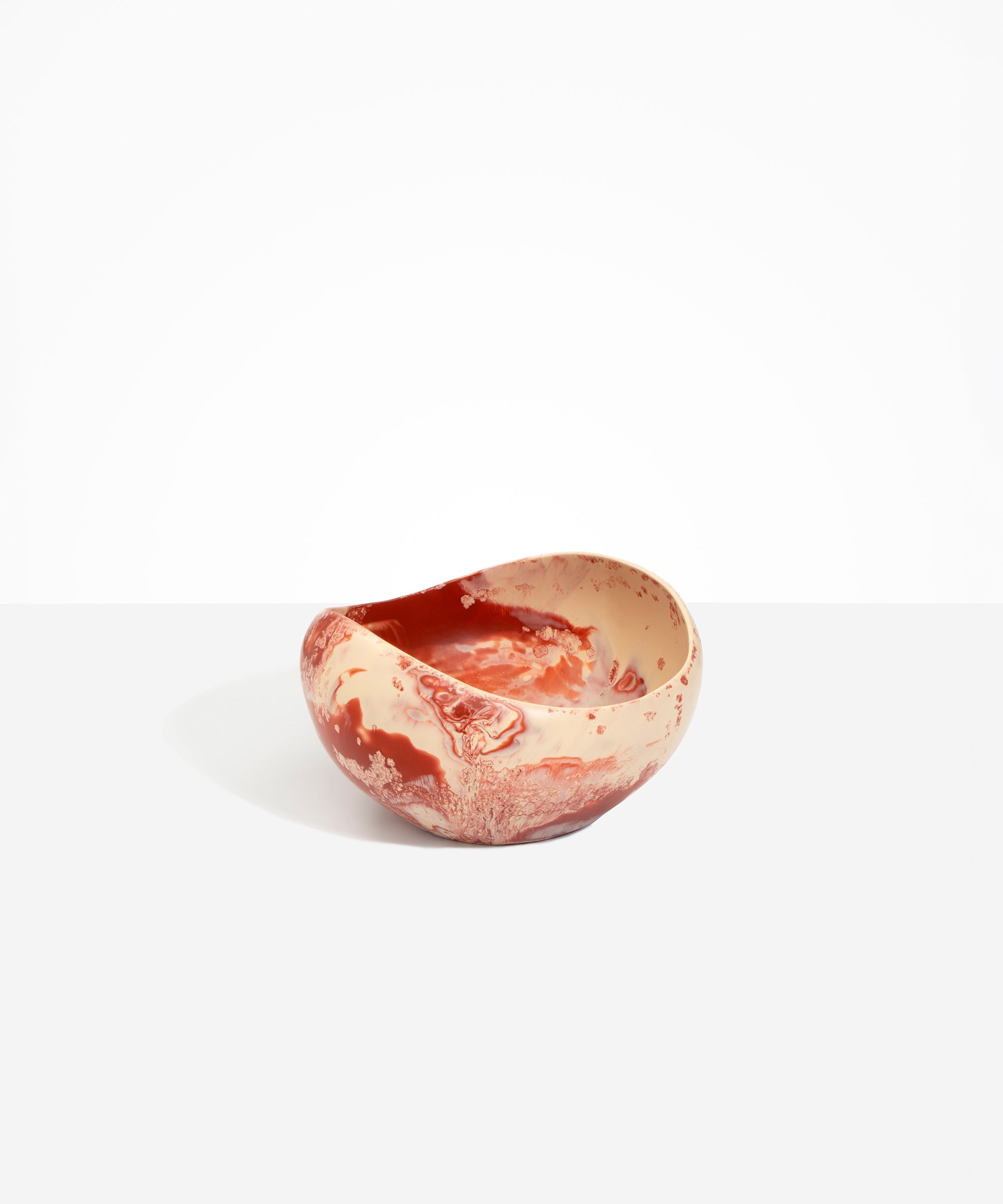 Dinosaur Designs Large Beetle Bowl in Rust — handcrafted terracotta red and cream resin bowl with rounded organic form and pinched open rim