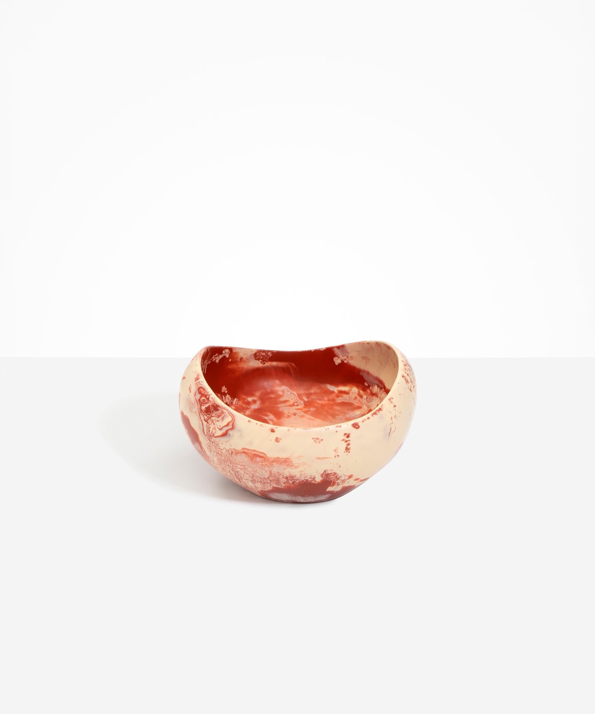 Dinosaur Designs Large Beetle Bowl in Rust — handcrafted terracotta red and cream resin bowl with rounded organic form and pinched open rim