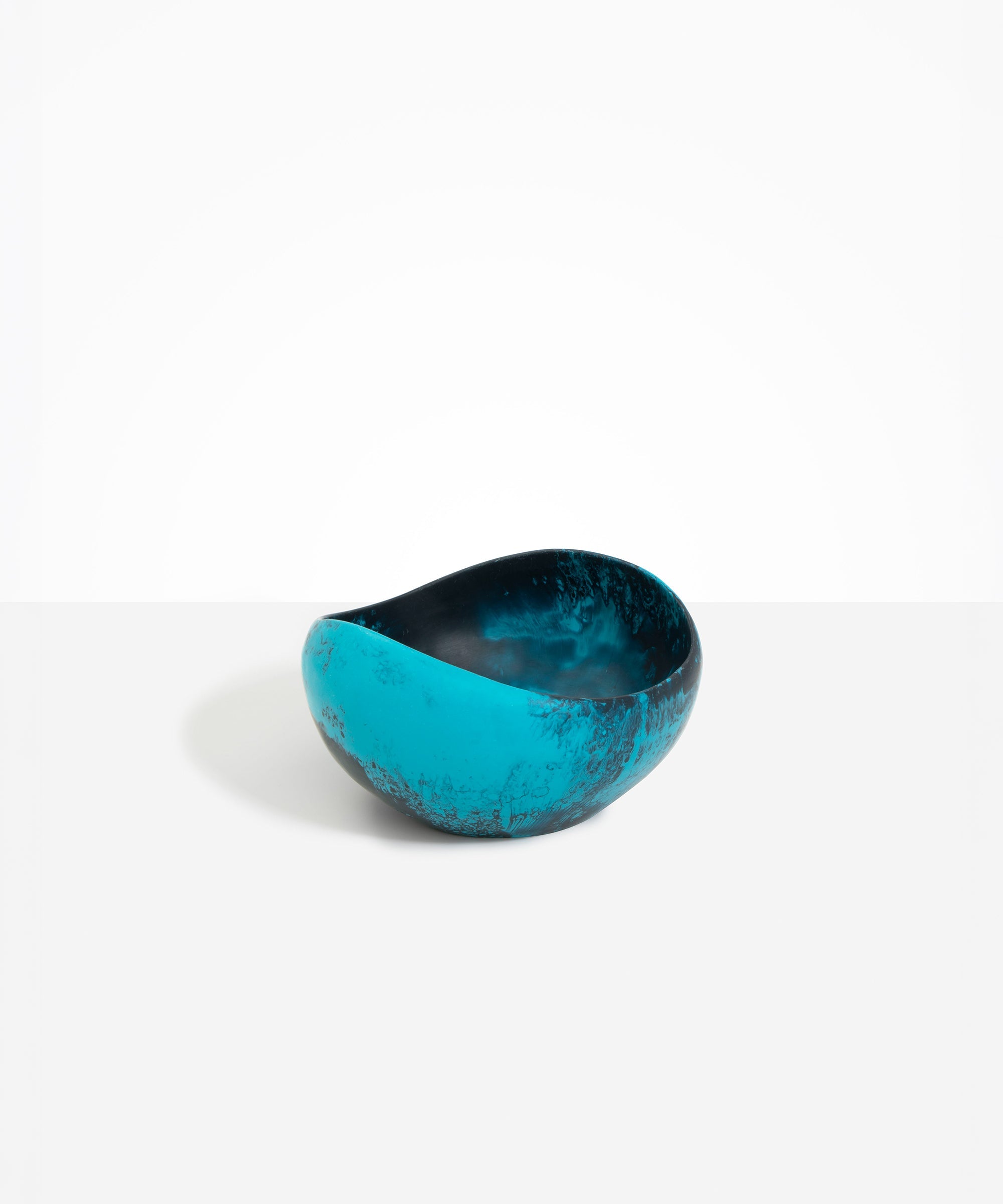 Dinosaur Designs Large Beetle Bowl in Turquoise — handcrafted teal blue resin bowl with rounded organic form and pinched open rim