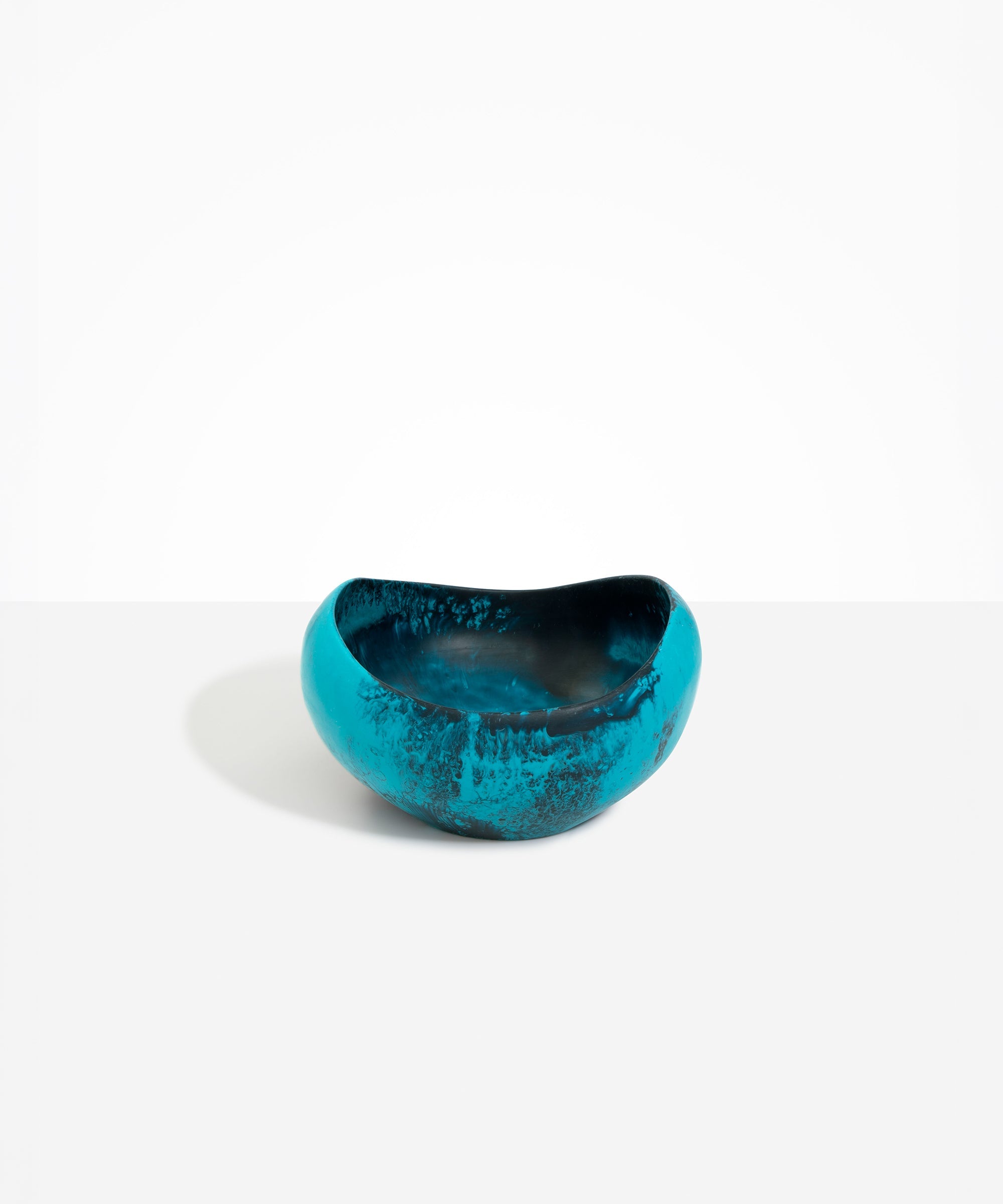 Dinosaur Designs Large Beetle Bowl in Turquoise — handcrafted teal blue resin bowl with rounded organic form and pinched open rim
