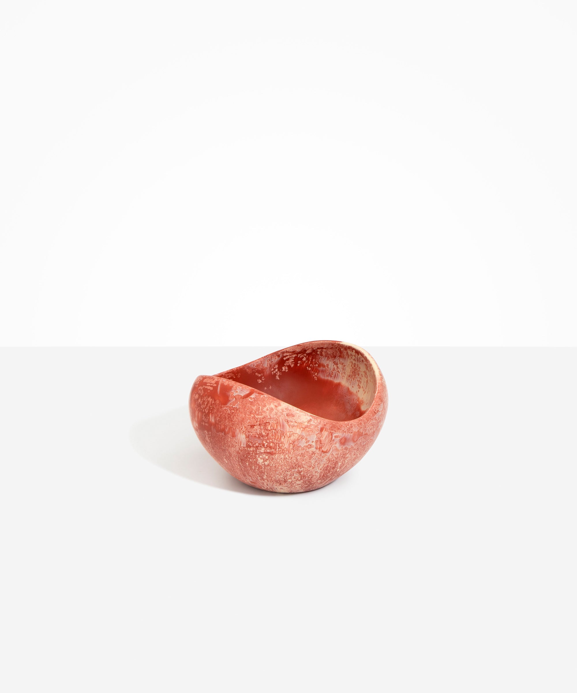 Dinosaur Designs Medium Beetle Bowl in Rust — handcrafted terracotta red and cream resin bowl with rounded organic form and pinched open rim