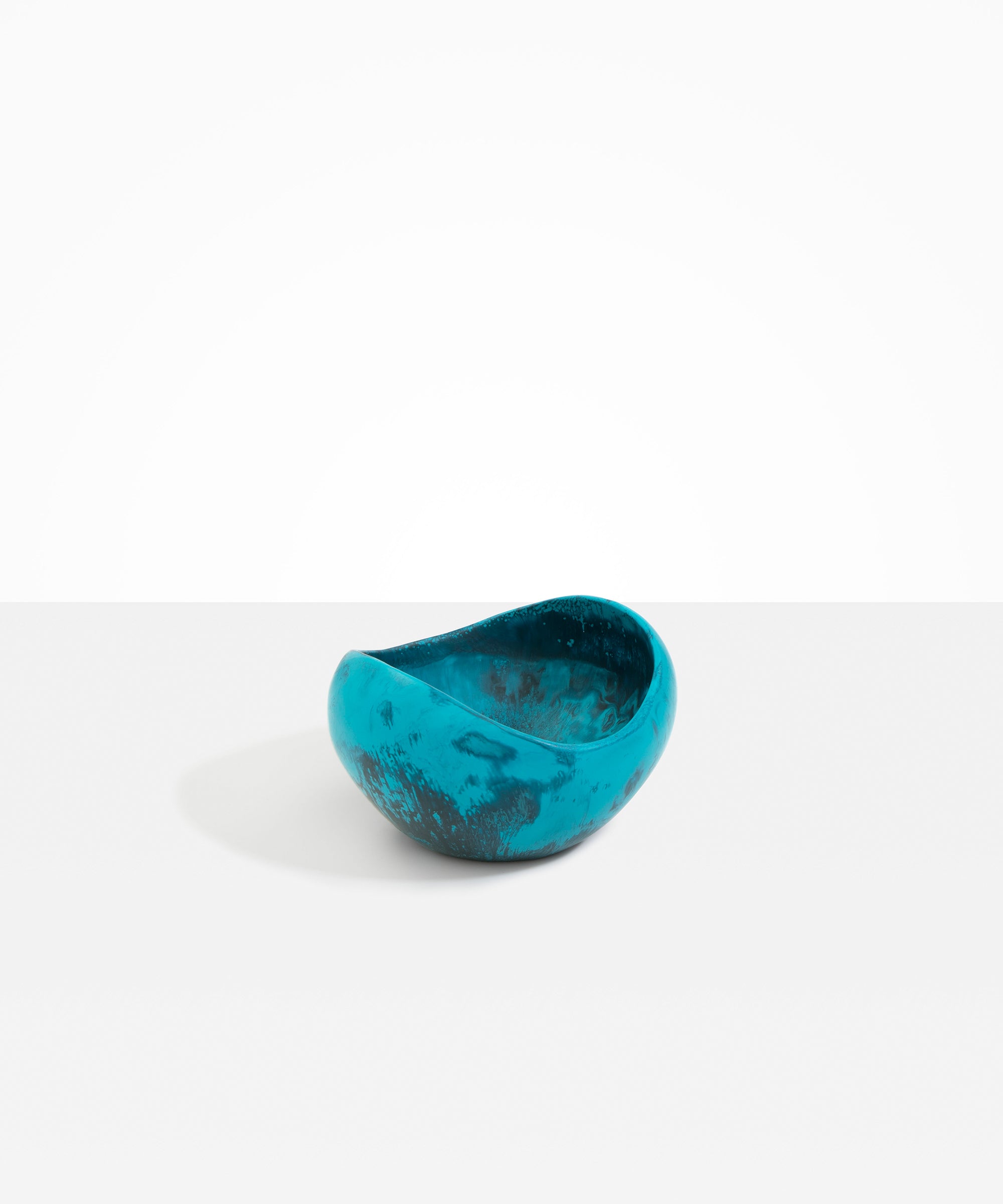 Dinosaur Designs Medium Beetle Bowl in Turquoise — handcrafted teal blue resin bowl with rounded organic form and pinched open rim
