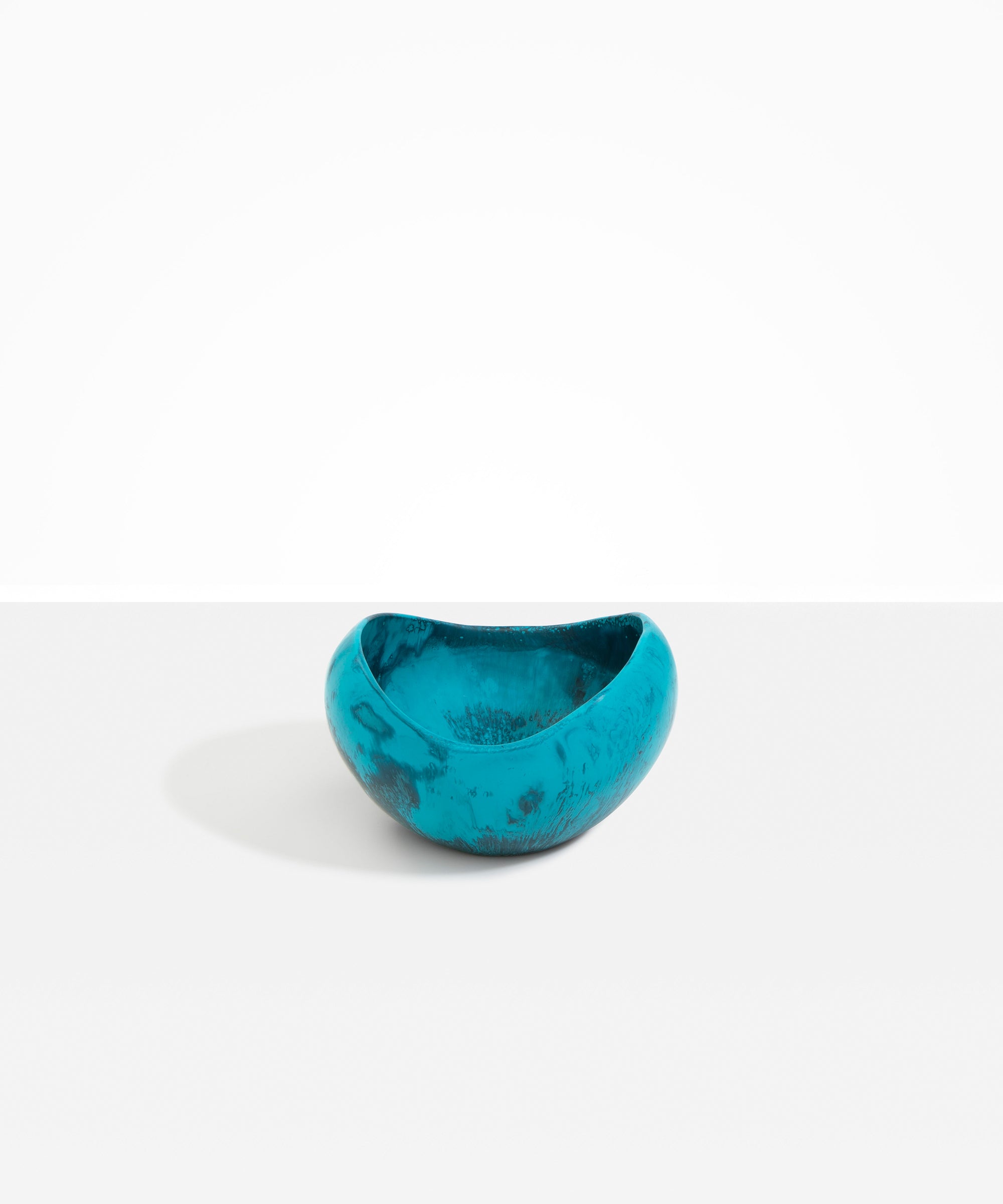 Dinosaur Designs Medium Beetle Bowl in Turquoise — handcrafted teal blue resin bowl with rounded organic form and pinched open rim