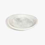 Dinosaur Designs Large Bones Bowl in Cloud — handmade marbled cream and grey resin shallow serving bowl with a rounded organic form..