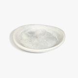 Dinosaur Designs Large Bones Bowl in Cloud — handmade marbled cream and grey resin shallow serving bowl with a rounded organic form..