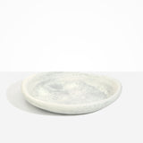 Dinosaur Designs Large Bones Bowl in Cloud — handmade marbled cream and grey resin shallow serving bowl with a rounded organic form..