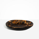 Dinosaur Designs Large Bones Bowl in Dark Horn —  handmade marbled brown, black and gold resin shallow serving bowl with a rounded organic form