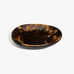 Dinosaur Designs Large Bones Bowl in Dark Horn —  handmade marbled brown, black and gold resin shallow serving bowl with a rounded organic form