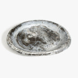 Dinosaur Designs Large Bones Bowl in Granite — handmade marbled cream and grey resin shallow serving bowl with a rounded organic form..