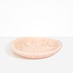 Dinosaur Designs Large Bones Bowl in Rose Swirl — handmade pink resin shallow serving bowl with a rounded organic form..