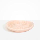 Dinosaur Designs Large Bones Bowl in Rose Swirl — handmade pink resin shallow serving bowl with a rounded organic form..