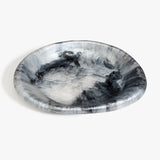Dinosaur Designs Large Bones Bowl in Slate — handmade marbled black, grey and silver resin shallow serving bowl with a rounded organic form