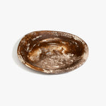 Dinosaur Designs Medium Bones Bowl in Cappuccino — mid sized handmade marbled brown and cream resin shallow serving bowl with a rounded organic form