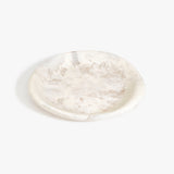 Dinosaur Designs Medium Bones Bowl in Chalk Swirl — mid sized handmade marbled off white resin shallow serving bowl with a rounded organic form