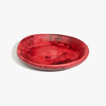 Dinosaur Designs Medium Bones Bowl in Cranberry — mid sized handmade red resin shallow serving bowl with a rounded organic form