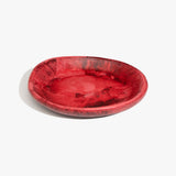 Dinosaur Designs Medium Bones Bowl in Cranberry — mid sized handmade red resin shallow serving bowl with a rounded organic form