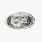 Dinosaur Designs Medium Bones Bowl in Granite — mid sized handmade marbled cream and grey resin shallow serving bowl with a rounded organic form