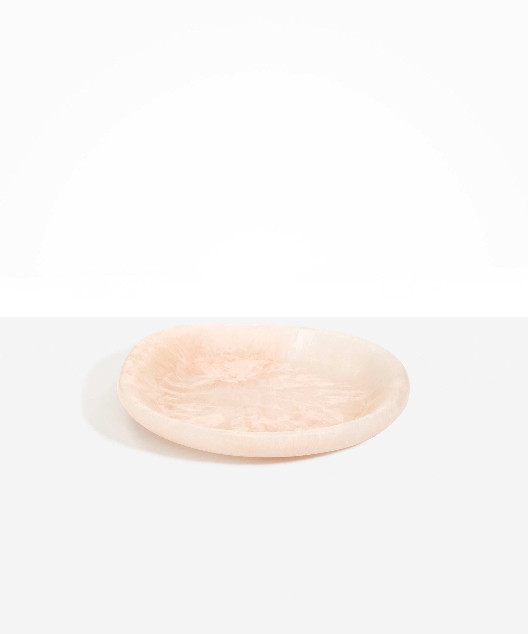 Dinosaur Designs Medium Bones Bowl in Rose Swirl — mid sized handmade pink resin shallow serving bowl with a rounded organic form