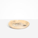 Dinosaur Designs Medium Bones Bowl in Sandy Pearl — mid sized handmade marbled beige, grey and pearlescent resin shallow serving bowl with a rounded organic form