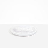 Dinosaur Designs Medium Bones Bowl in Snow Swirl — mid sized handmade marbled white and clear resin shallow serving bowl with a rounded organic form