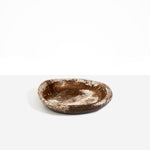 Dinosaur Designs Small Bones Bowl in Cappuccino — small handmade marbled brown and cream resin shallow serving bowl with a rounded organic form