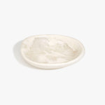 Dinosaur Designs Small Bones Bowl in Chalk Swirl — small handmade marbled off-white resin shallow serving bowl with a rounded organic form