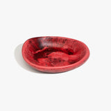 Dinosaur Designs Small Bones Bowl in Cranberry — small handmade marbled red resin shallow serving bowl with a rounded organic form