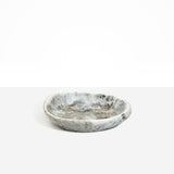 Dinosaur Designs Small Bones Bowl in  Granite — small handmade marbled grey and cream resin shallow serving bowl with a rounded organic form