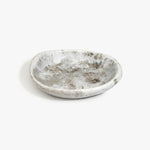 Dinosaur Designs Small Bones Bowl in  Granite — small handmade marbled grey and cream resin shallow serving bowl with a rounded organic form