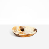 Dinosaur Designs Small Bones Bowl in  Light Horn — small handmade marbled brown, cream and clear resin shallow serving bowl with a rounded organic form