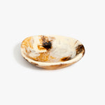 Dinosaur Designs Small Bones Bowl in  Light Horn — small handmade marbled brown, cream and clear resin shallow serving bowl with a rounded organic form
