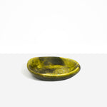Dinosaur Designs Small Bones Bowl in  Malachite — small handmade marbled green and blue resin shallow serving bowl with a rounded organic form