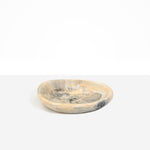 Dinosaur Designs Small Bones Bowl in Sandy Pearl — small handmade marbled beige, grey and pearlescent resin shallow serving bowl with a rounded organic form