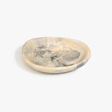 Dinosaur Designs Small Bones Bowl in Sandy Pearl — small handmade marbled beige, grey and pearlescent resin shallow serving bowl with a rounded organic form